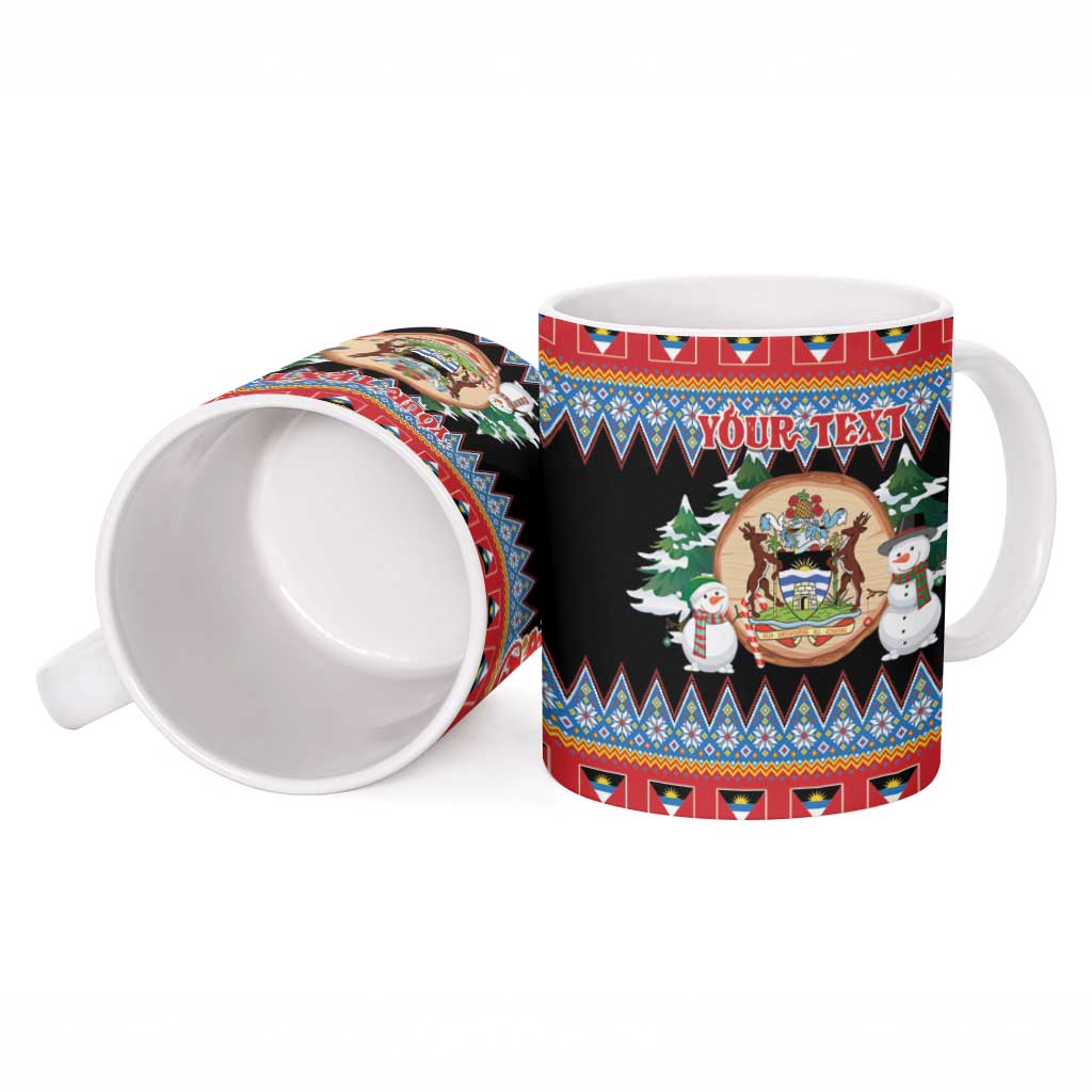 Personalized Antigua and Barbuda Christmas Ceramic Mug Coat Of Arms With Snowman - Wonder Print Shop