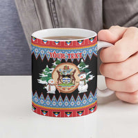 Personalized Antigua and Barbuda Christmas Ceramic Mug Coat Of Arms With Snowman - Wonder Print Shop
