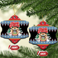 Antigua and Barbuda Christmas Ceramic Ornament Coat Of Arms With Snowman - Wonder Print Shop