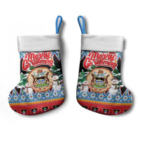 Antigua and Barbuda Christmas Stocking Coat Of Arms With Snowman - Wonder Print Shop
