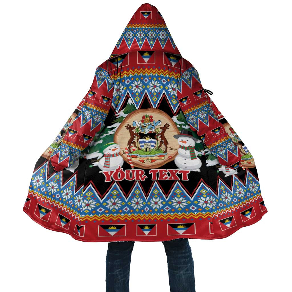 Personalized Antigua and Barbuda Christmas Cloak Coat Of Arms With Snowman - Wonder Print Shop