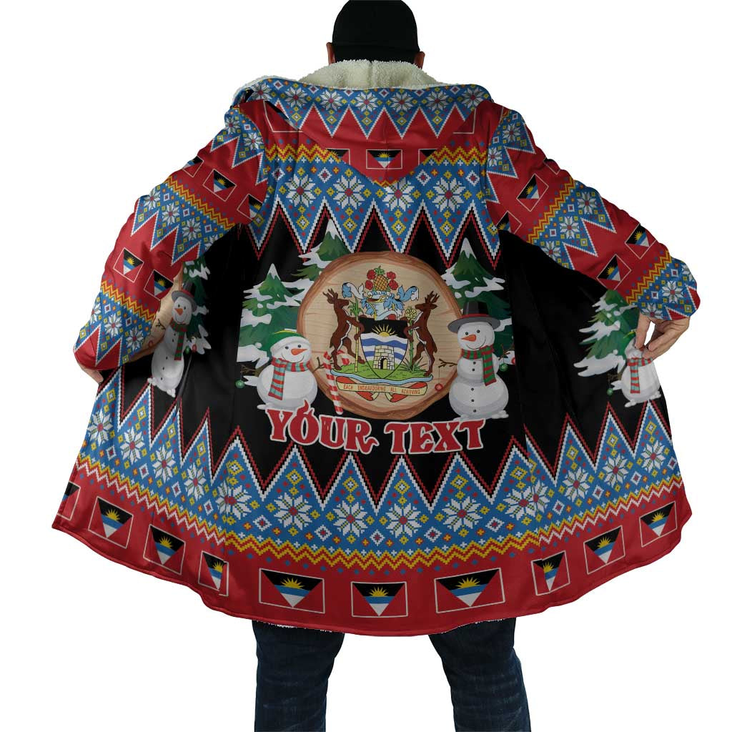 Personalized Antigua and Barbuda Christmas Cloak Coat Of Arms With Snowman - Wonder Print Shop