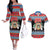 Personalized Antigua and Barbuda Christmas Couples Matching Off The Shoulder Long Sleeve Dress and Hawaiian Shirt Coat Of Arms With Snowman - Wonder Print Shop