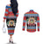 Personalized Antigua and Barbuda Christmas Couples Matching Off The Shoulder Long Sleeve Dress and Long Sleeve Button Shirt Coat Of Arms With Snowman - Wonder Print Shop