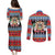 Personalized Antigua and Barbuda Christmas Couples Matching Puletasi and Long Sleeve Button Shirt Coat Of Arms With Snowman - Wonder Print Shop