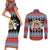 Personalized Antigua and Barbuda Christmas Couples Matching Short Sleeve Bodycon Dress and Long Sleeve Button Shirt Coat Of Arms With Snowman - Wonder Print Shop