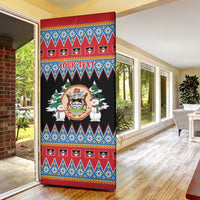 Personalized Antigua and Barbuda Christmas Door Cover Coat Of Arms With Snowman - Wonder Print Shop