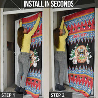 Personalized Antigua and Barbuda Christmas Door Cover Coat Of Arms With Snowman - Wonder Print Shop