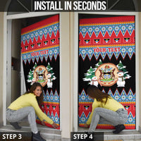 Personalized Antigua and Barbuda Christmas Door Cover Coat Of Arms With Snowman - Wonder Print Shop