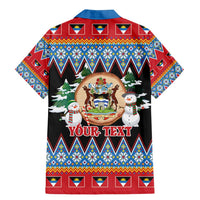 Personalized Antigua and Barbuda Christmas Family Matching Mermaid Dress and Hawaiian Shirt Coat Of Arms With Snowman - Wonder Print Shop