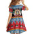 Personalized Antigua and Barbuda Christmas Family Matching Off The Shoulder Long Sleeve Dress and Hawaiian Shirt Coat Of Arms With Snowman - Wonder Print Shop
