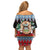 Personalized Antigua and Barbuda Christmas Family Matching Off Shoulder Short Dress and Hawaiian Shirt Coat Of Arms With Snowman - Wonder Print Shop