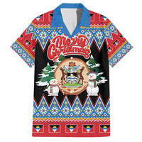 Personalized Antigua and Barbuda Christmas Family Matching Short Sleeve Bodycon Dress and Hawaiian Shirt Coat Of Arms With Snowman - Wonder Print Shop