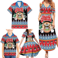 Personalized Antigua and Barbuda Christmas Family Matching Summer Maxi Dress and Hawaiian Shirt Coat Of Arms With Snowman - Wonder Print Shop