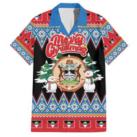 Personalized Antigua and Barbuda Christmas Hawaiian Shirt Coat Of Arms With Snowman - Wonder Print Shop