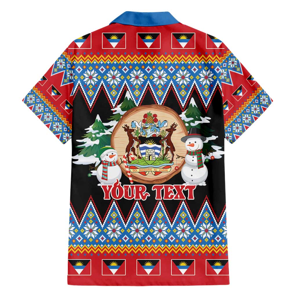 Personalized Antigua and Barbuda Christmas Hawaiian Shirt Coat Of Arms With Snowman - Wonder Print Shop