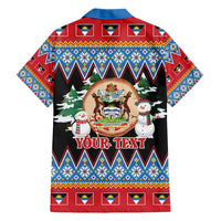 Personalized Antigua and Barbuda Christmas Hawaiian Shirt Coat Of Arms With Snowman - Wonder Print Shop
