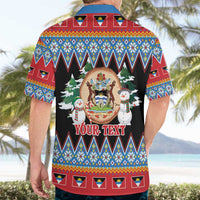 Personalized Antigua and Barbuda Christmas Hawaiian Shirt Coat Of Arms With Snowman - Wonder Print Shop
