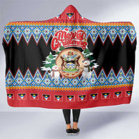 Antigua and Barbuda Christmas Hooded Blanket Coat Of Arms With Snowman - Wonder Print Shop
