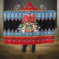 Antigua and Barbuda Christmas Hooded Blanket Coat Of Arms With Snowman - Wonder Print Shop