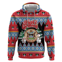 Personalized Antigua and Barbuda Christmas Hoodie Coat Of Arms With Snowman - Wonder Print Shop