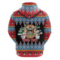 Personalized Antigua and Barbuda Christmas Hoodie Coat Of Arms With Snowman - Wonder Print Shop