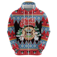 Personalized Antigua and Barbuda Christmas Hoodie Coat Of Arms With Snowman - Wonder Print Shop