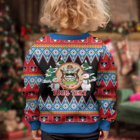 Antigua and Barbuda Christmas Kid Ugly Christmas Sweater Coat Of Arms With Snowman - Wonder Print Shop
