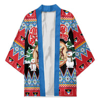 Personalized Antigua and Barbuda Christmas Kimono Coat Of Arms With Snowman - Wonder Print Shop