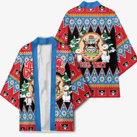 Personalized Antigua and Barbuda Christmas Kimono Coat Of Arms With Snowman - Wonder Print Shop