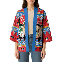 Personalized Antigua and Barbuda Christmas Kimono Coat Of Arms With Snowman - Wonder Print Shop