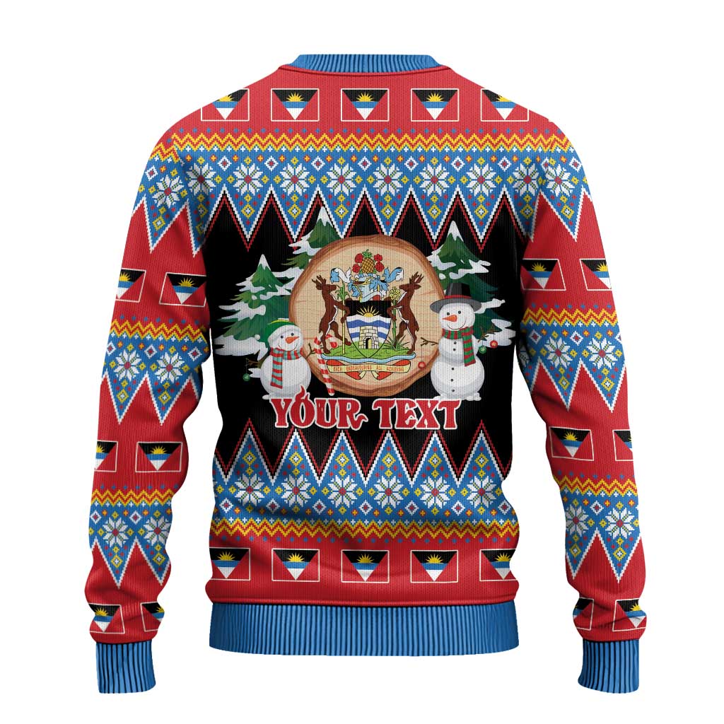 Antigua and Barbuda Christmas Ugly Christmas Sweater Coat Of Arms With Snowman - Wonder Print Shop
