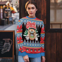 Antigua and Barbuda Christmas Ugly Christmas Sweater Coat Of Arms With Snowman - Wonder Print Shop