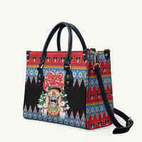 Antigua and Barbuda Christmas Leather Bag Coat Of Arms With Snowman - Wonder Print Shop