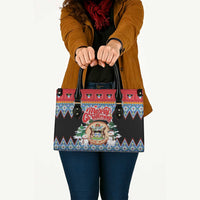Antigua and Barbuda Christmas Leather Bag Coat Of Arms With Snowman - Wonder Print Shop