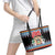 Antigua and Barbuda Christmas Leather Tote Bag Coat Of Arms With Snowman - Wonder Print Shop
