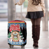 Antigua and Barbuda Christmas Luggage Cover Coat Of Arms With Snowman - Wonder Print Shop