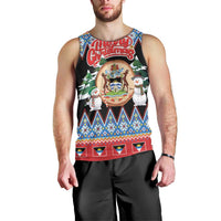 Personalized Antigua and Barbuda Christmas Men Tank Top Coat Of Arms With Snowman - Wonder Print Shop