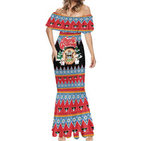 Personalized Antigua and Barbuda Christmas Mermaid Dress Coat Of Arms With Snowman - Wonder Print Shop