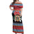 Personalized Antigua and Barbuda Christmas Off Shoulder Maxi Dress Coat Of Arms With Snowman - Wonder Print Shop