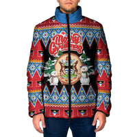 Personalized Antigua and Barbuda Christmas Padded Jacket Coat Of Arms With Snowman - Wonder Print Shop