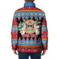Personalized Antigua and Barbuda Christmas Padded Jacket Coat Of Arms With Snowman - Wonder Print Shop