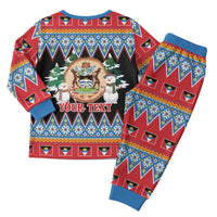 Antigua and Barbuda Christmas Pajama Set Coat Of Arms With Snowman - Wonder Print Shop