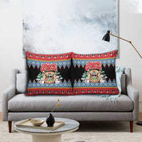 Antigua and Barbuda Christmas Pillow Cover Coat Of Arms With Snowman - Wonder Print Shop