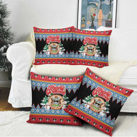 Antigua and Barbuda Christmas Pillow Cover Coat Of Arms With Snowman - Wonder Print Shop
