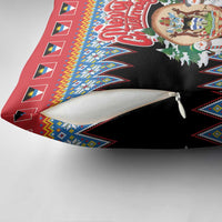 Antigua and Barbuda Christmas Pillow Cover Coat Of Arms With Snowman - Wonder Print Shop