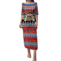 Personalized Antigua and Barbuda Christmas Puletasi Coat Of Arms With Snowman - Wonder Print Shop