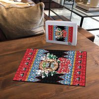 Antigua and Barbuda Christmas Puzzle Coat Of Arms With Snowman - Wonder Print Shop