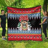 Antigua and Barbuda Christmas Quilt Coat Of Arms With Snowman - Wonder Print Shop