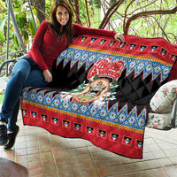 Antigua and Barbuda Christmas Quilt Coat Of Arms With Snowman - Wonder Print Shop